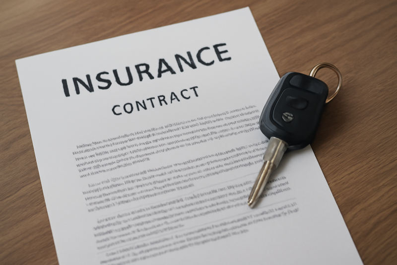 contrat d'assurance posé à côté de clés