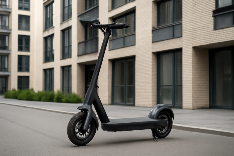 scooter electrique gare devant immeuble
