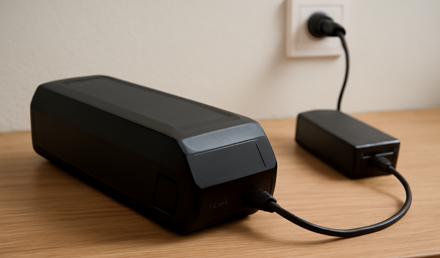 batterie de vélo électrique sur table en recharge