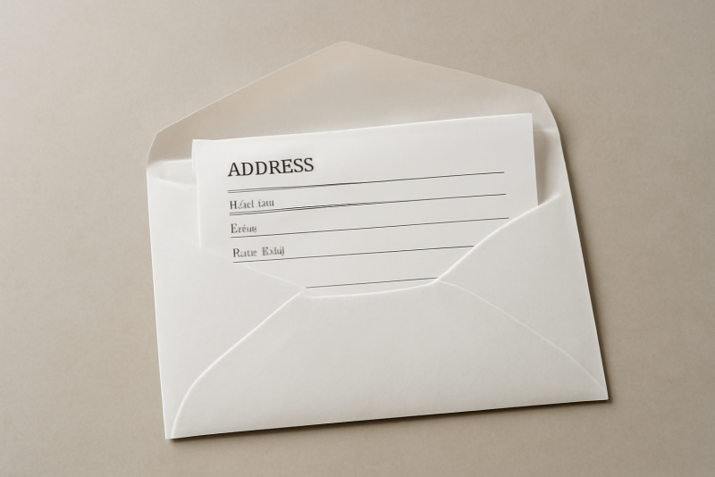 enveloppe ouverte avec formulaire adresse