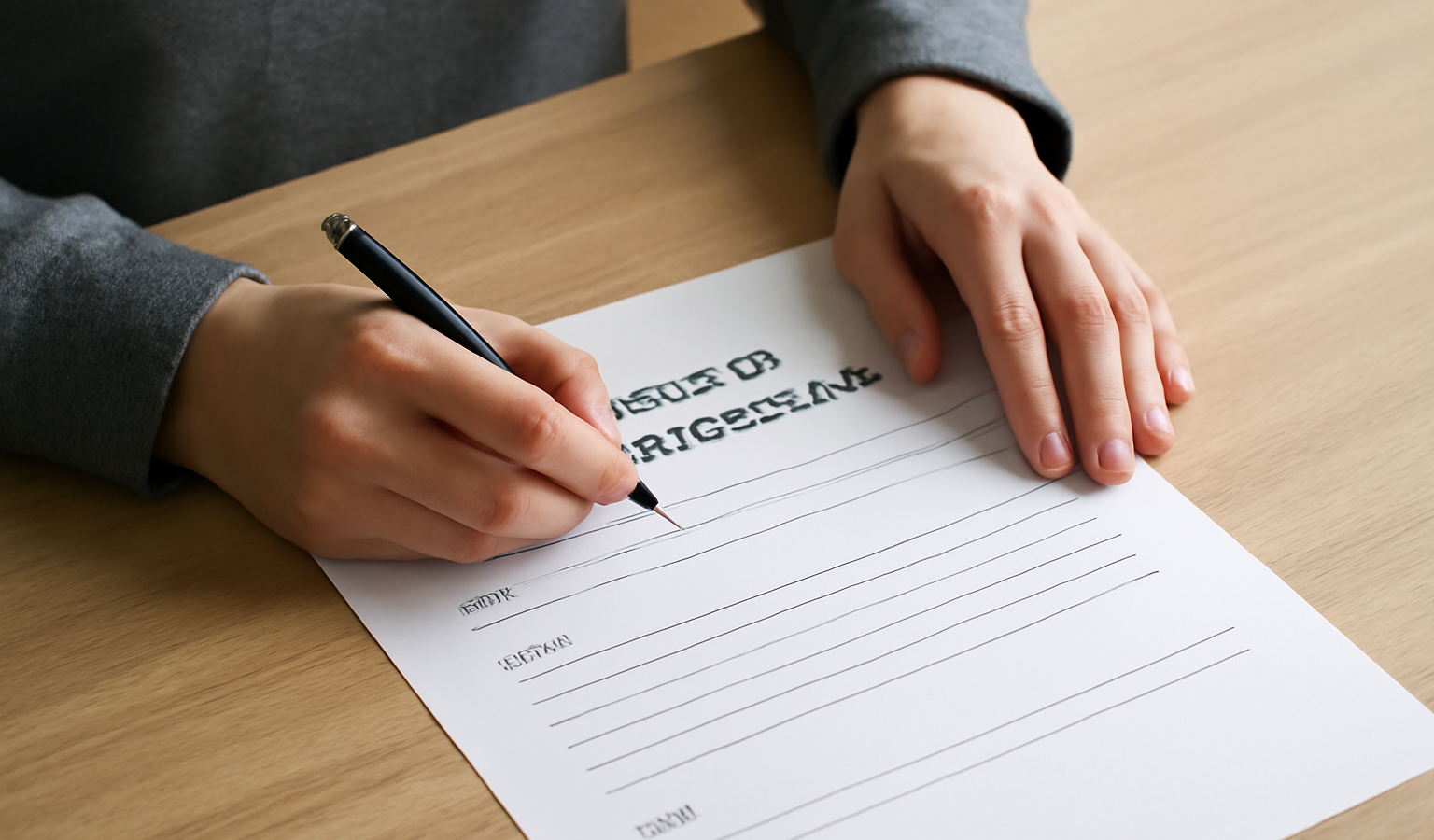personne remplissant une lettre de contestation