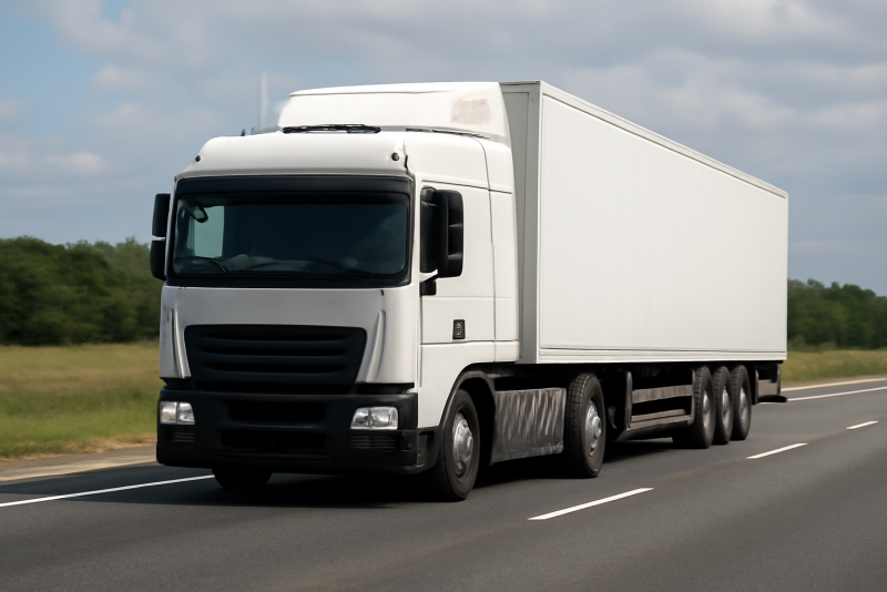 camion de transport roulant sur route nationale