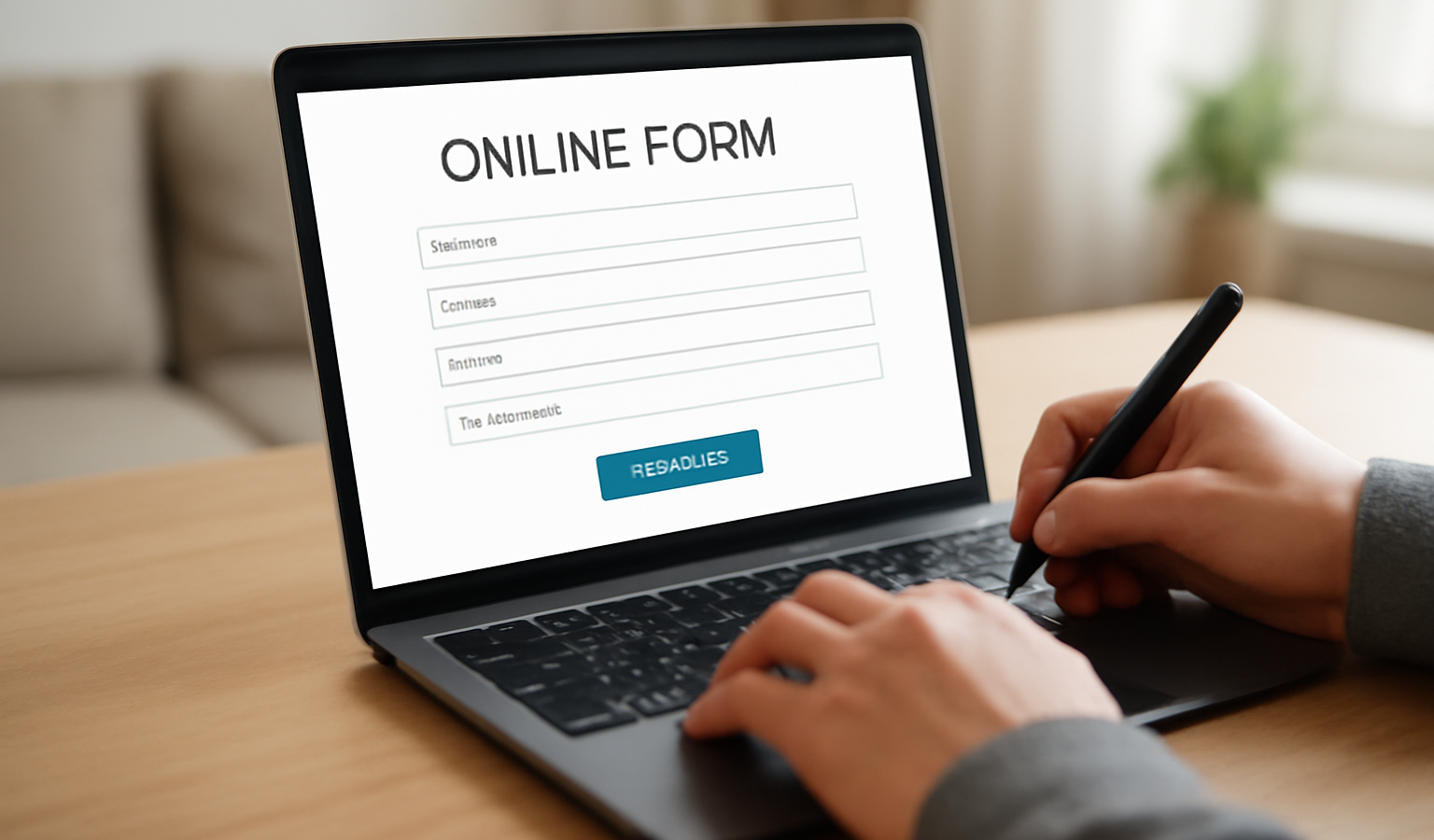 personne remplissant formulaire en ligne à domicile