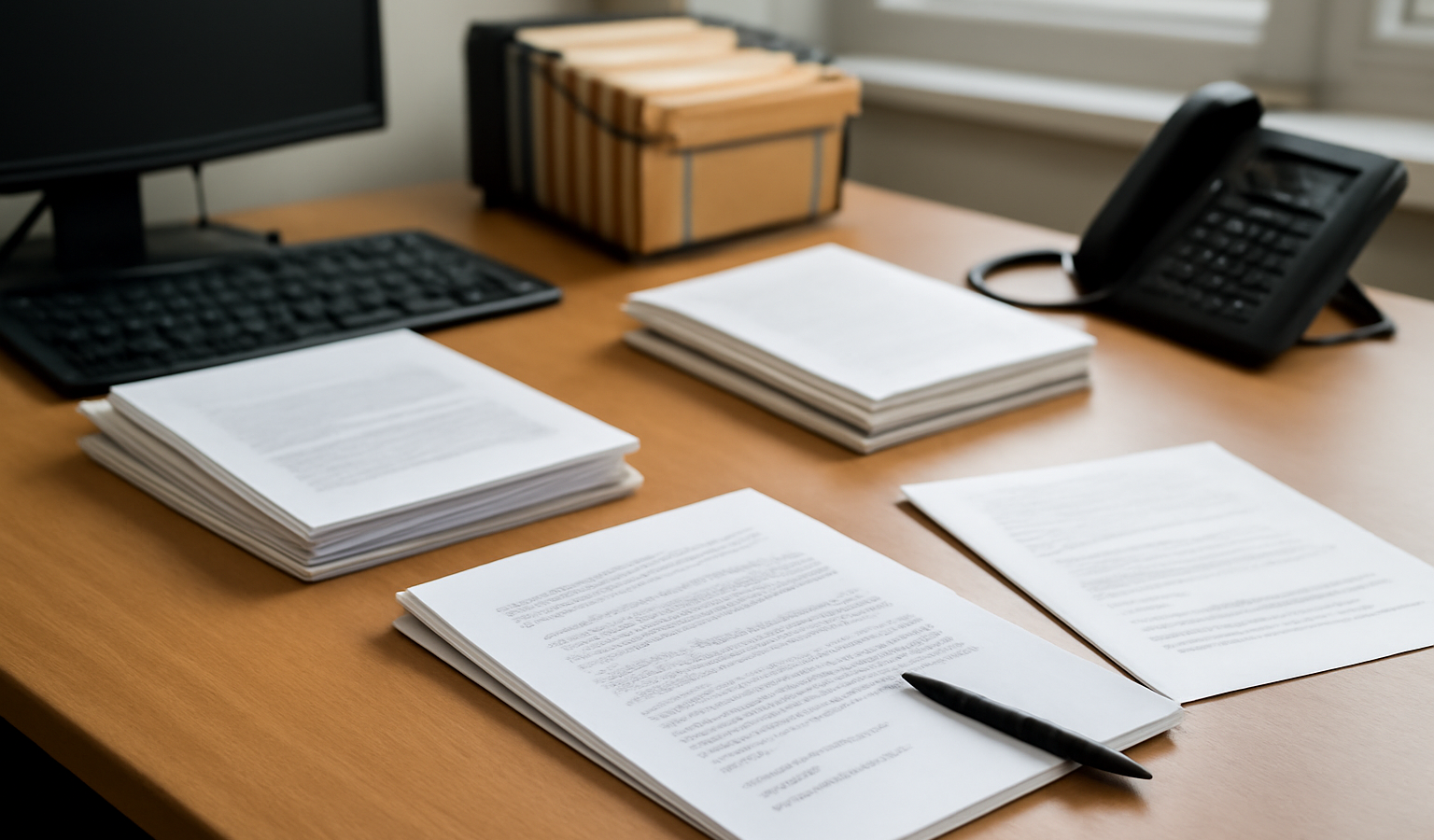 bureau administratif avec papiers disposes