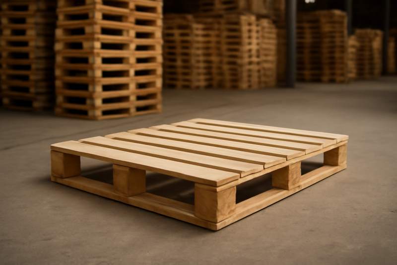palette en bois vide pose dans entrepot
