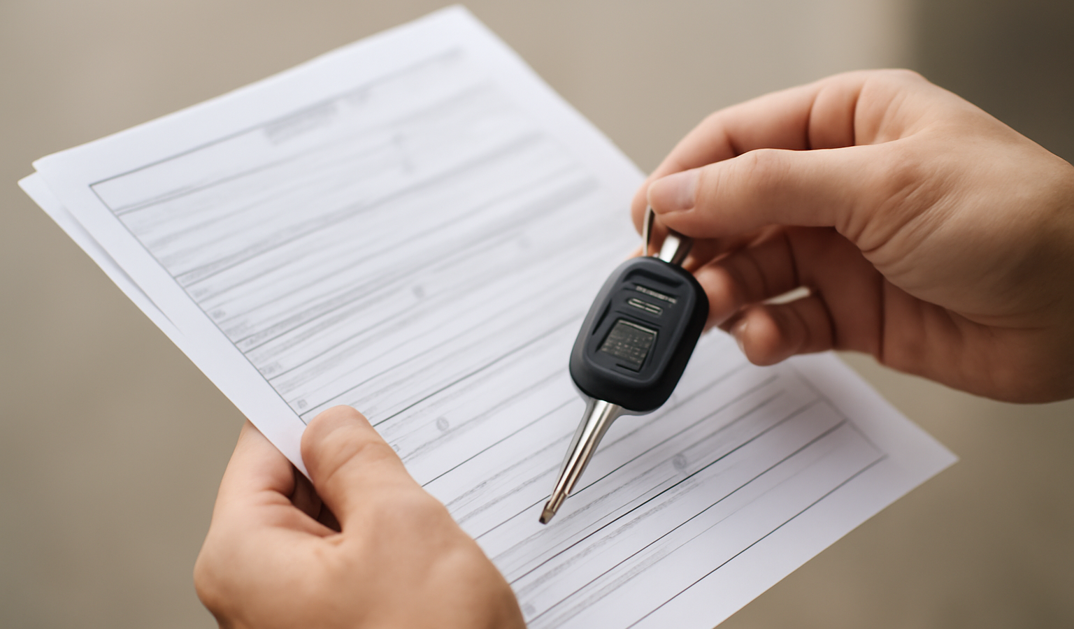 mains tenant documents et clé de voiture