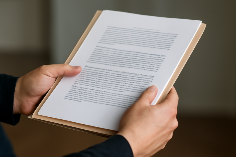 mains tenant un dossier de documents
