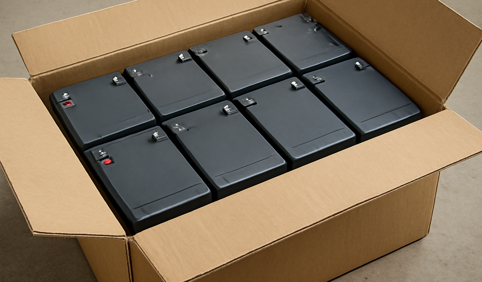 batteries emballées dans carton renforcé