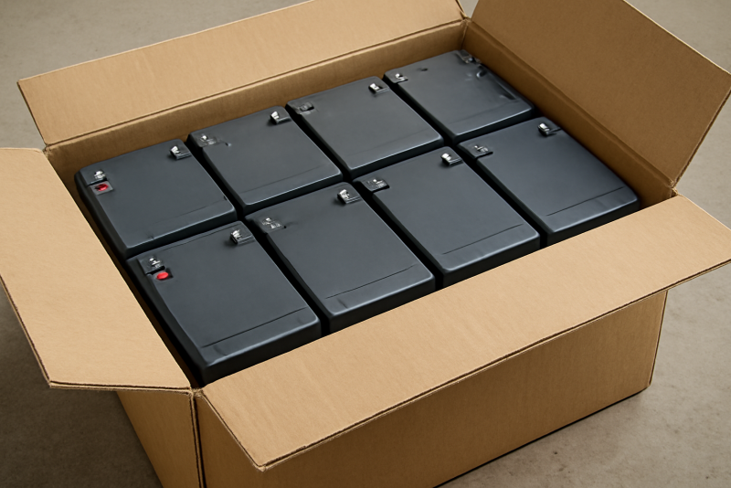 batteries emballées dans carton renforcé