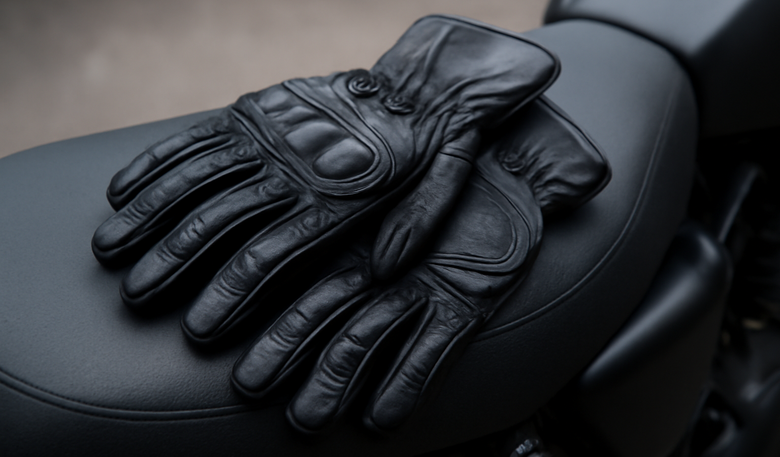 paire de gants moto posée sur selle