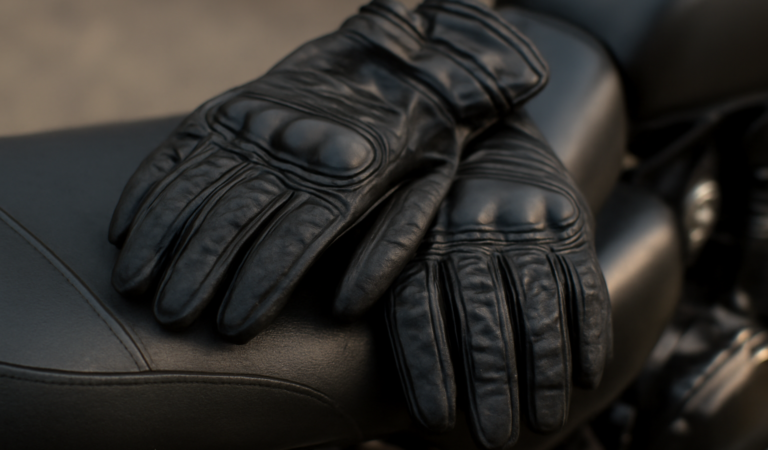paire de gants moto posée sur selle