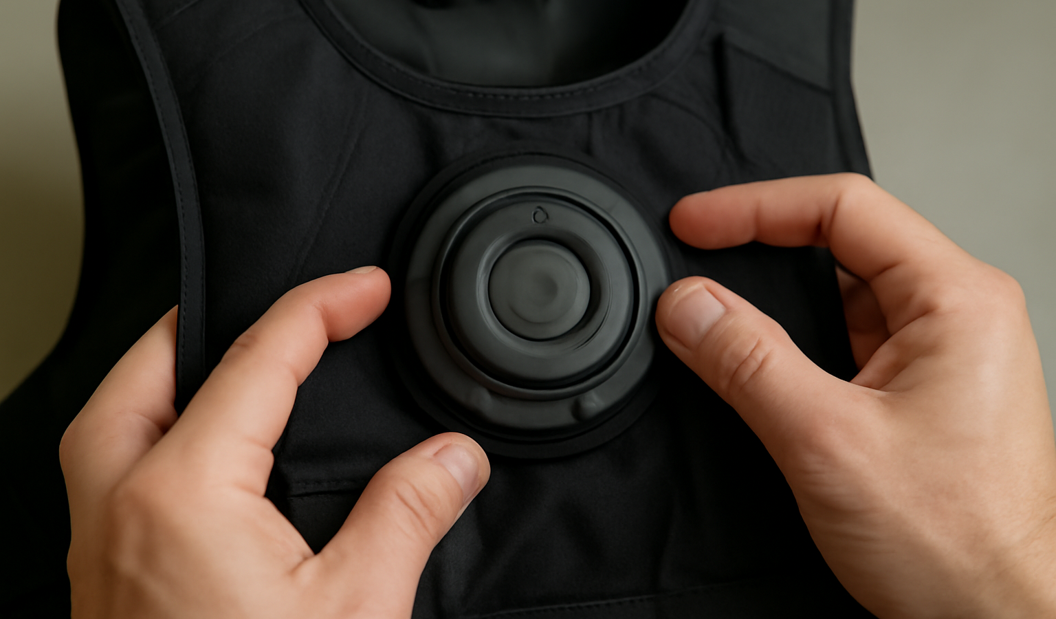 mains inspectant capteur d'un gilet airbag