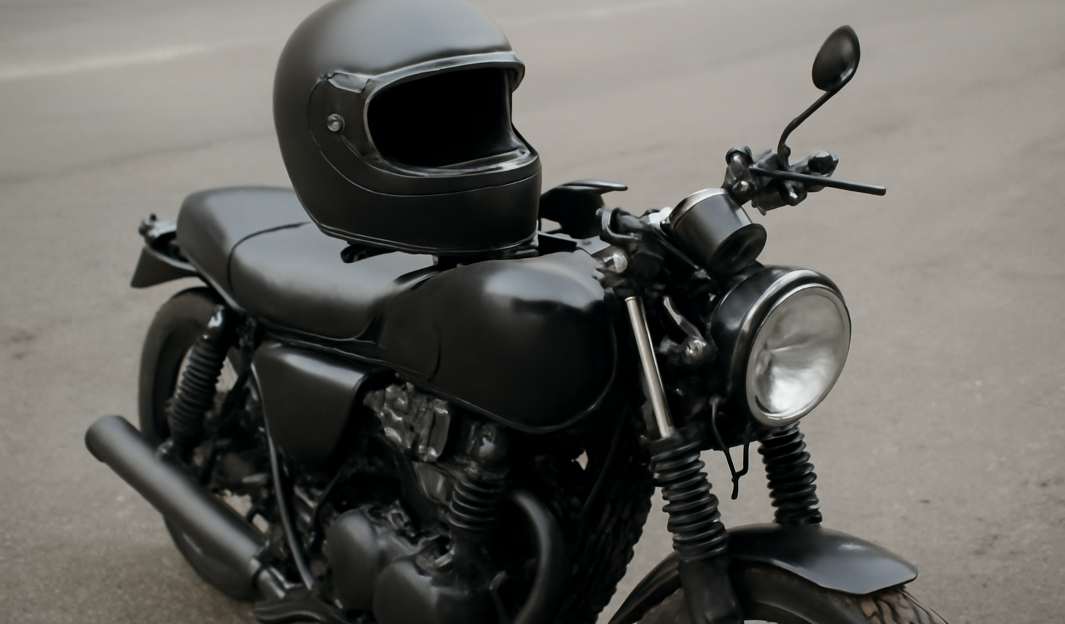 moto stationnee avec casque pose dessus