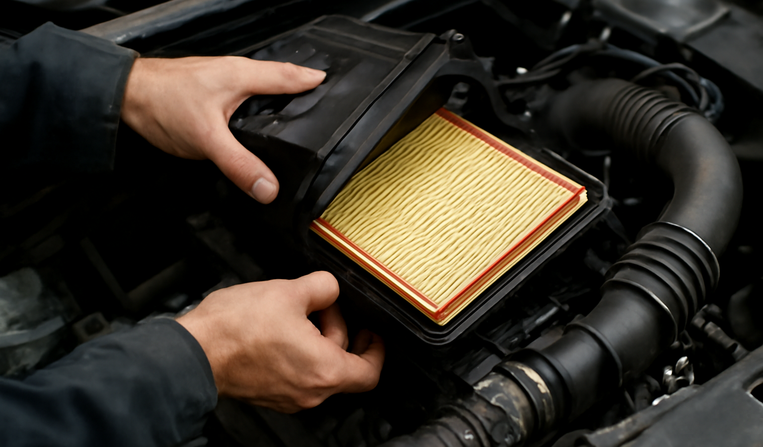 mains retirant filtre à air moteur