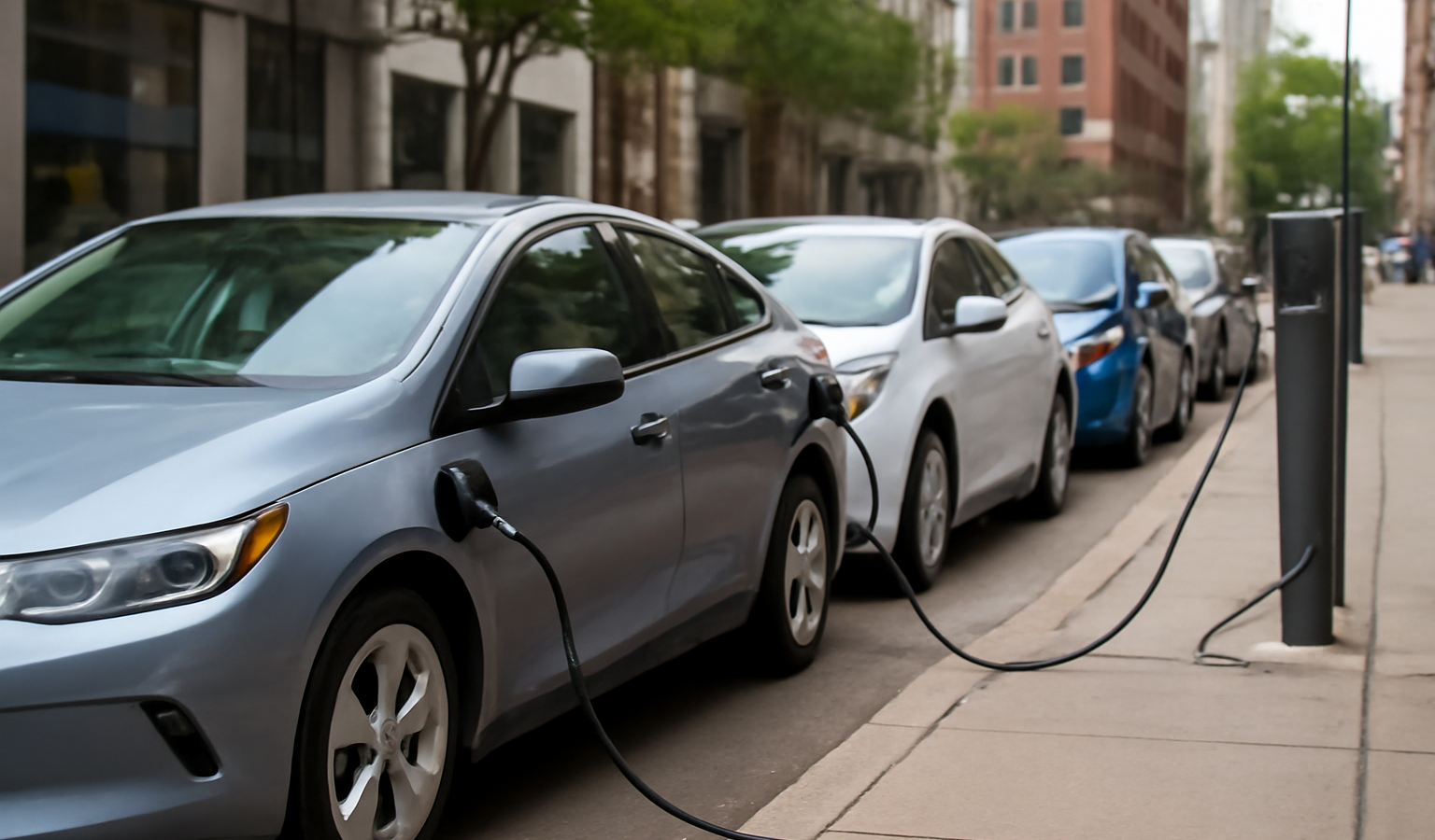 ligne de voitures electriques en milieu urbain