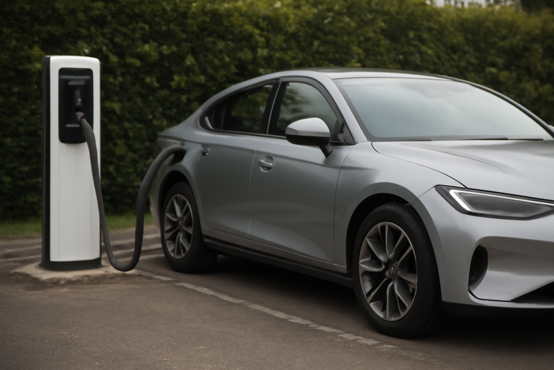 voiture électrique stationnée près d'une borne