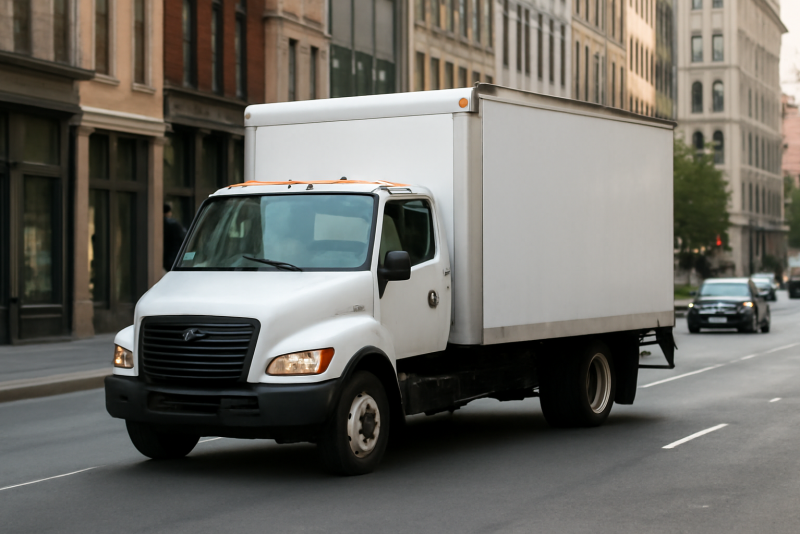 camion de livraison circulant en ville