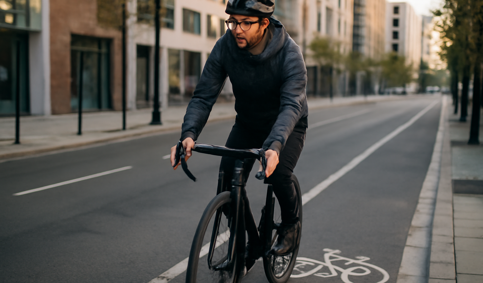 cycliste urbain sur piste cyclable