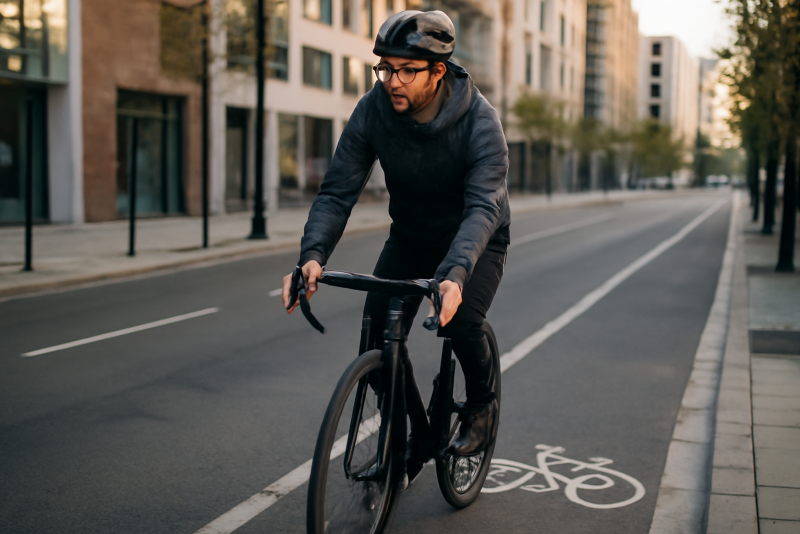 cycliste urbain sur piste cyclable