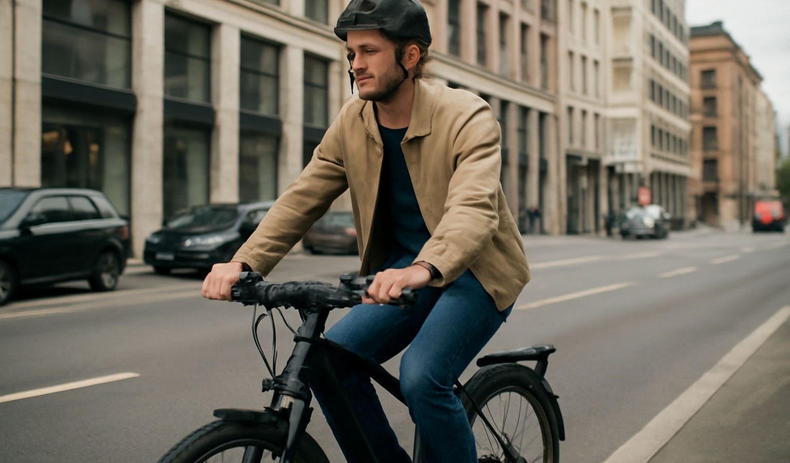 personne roulant en vélo électrique en ville
