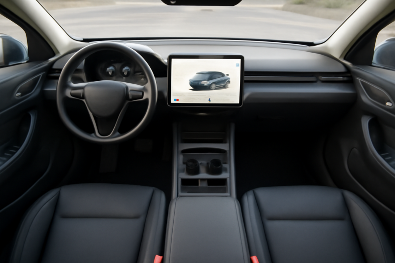 intérieur de voiture électrique avec accessoires