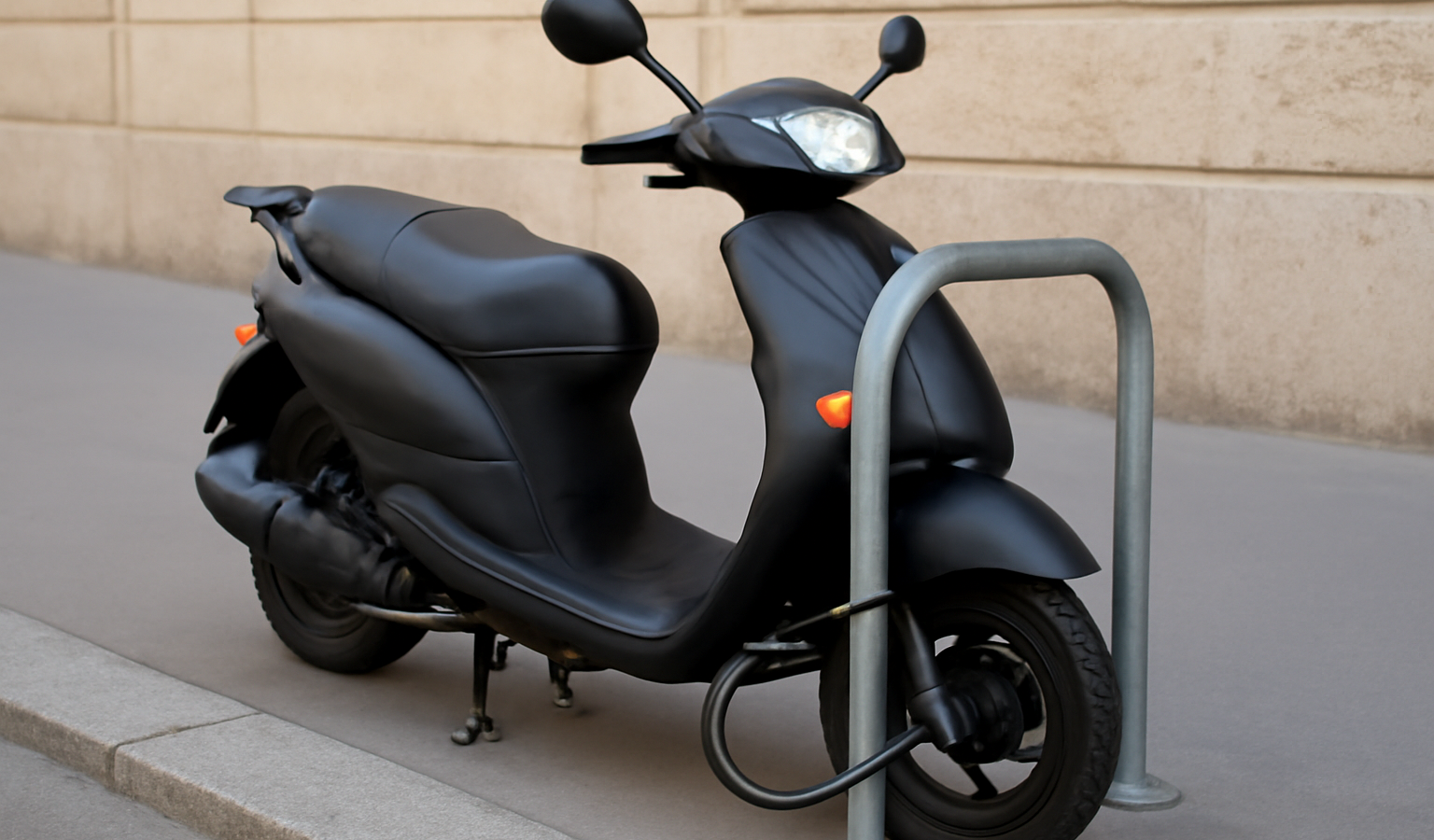 scooter attache a arceau avec antivol