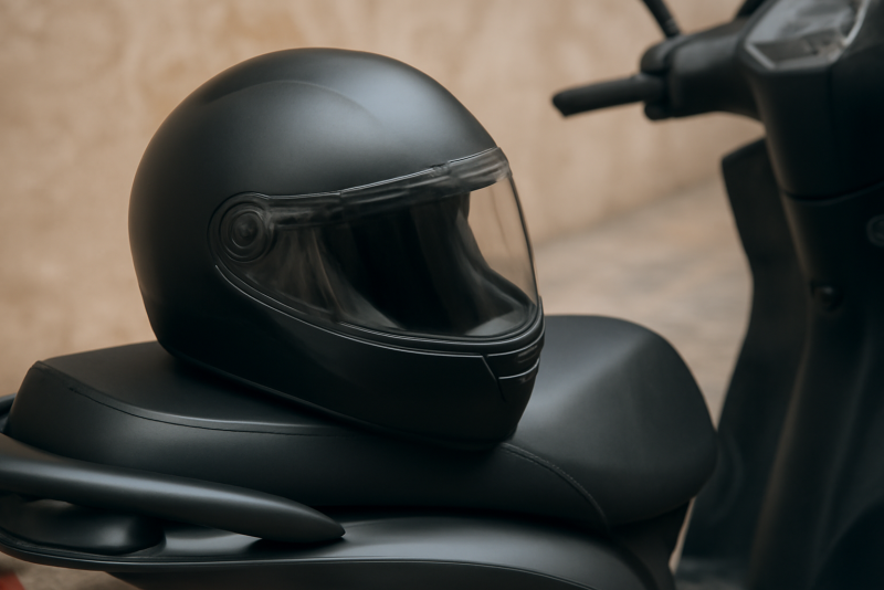 casque posé sur siège de scooter
