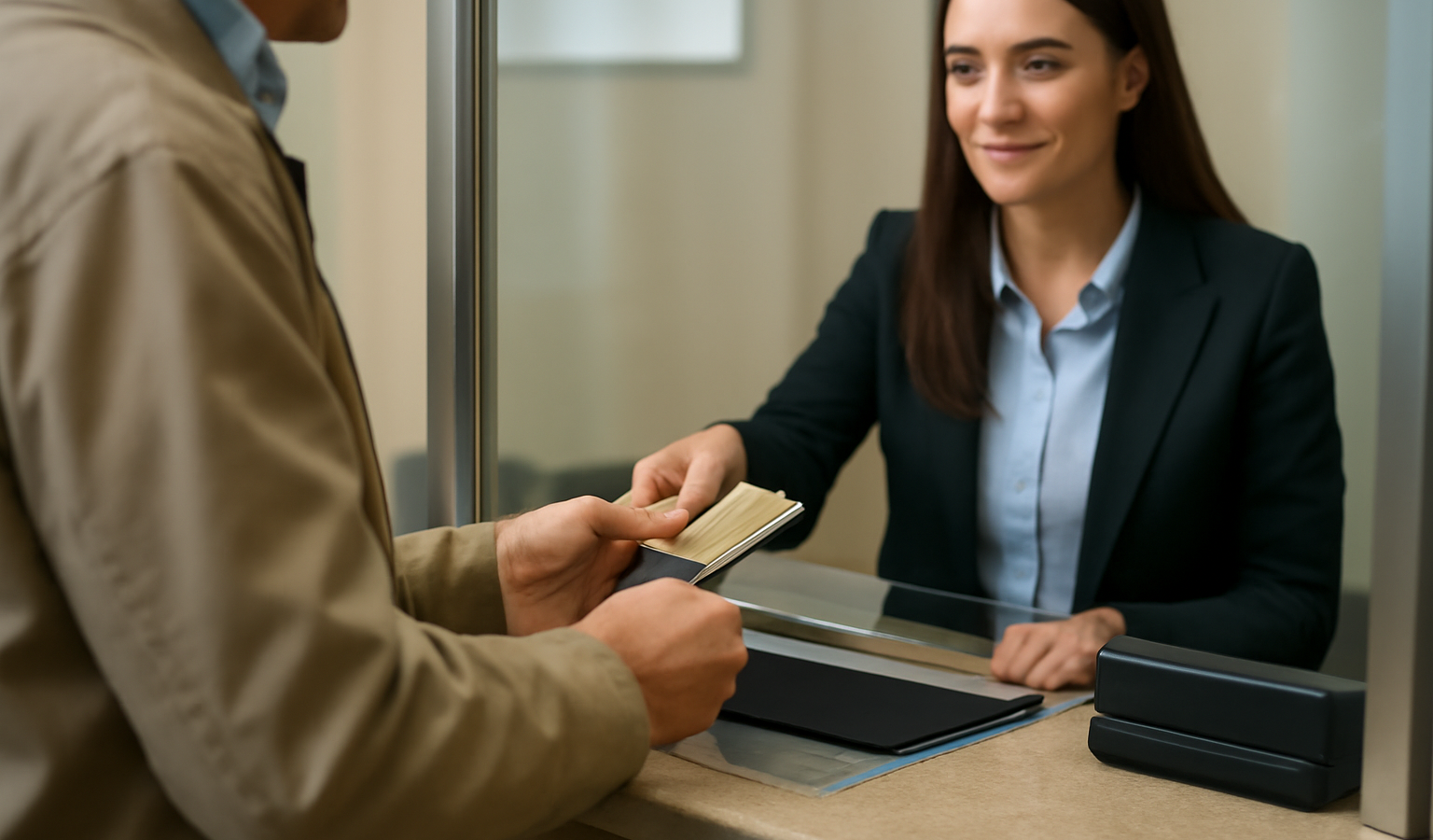 personne payant des frais a un guichet