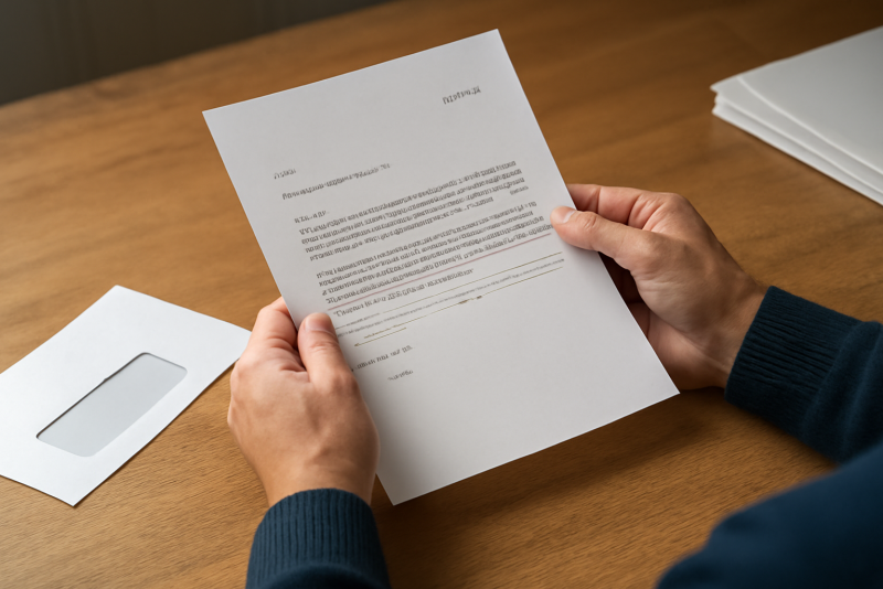 personne consultant un courrier administratif