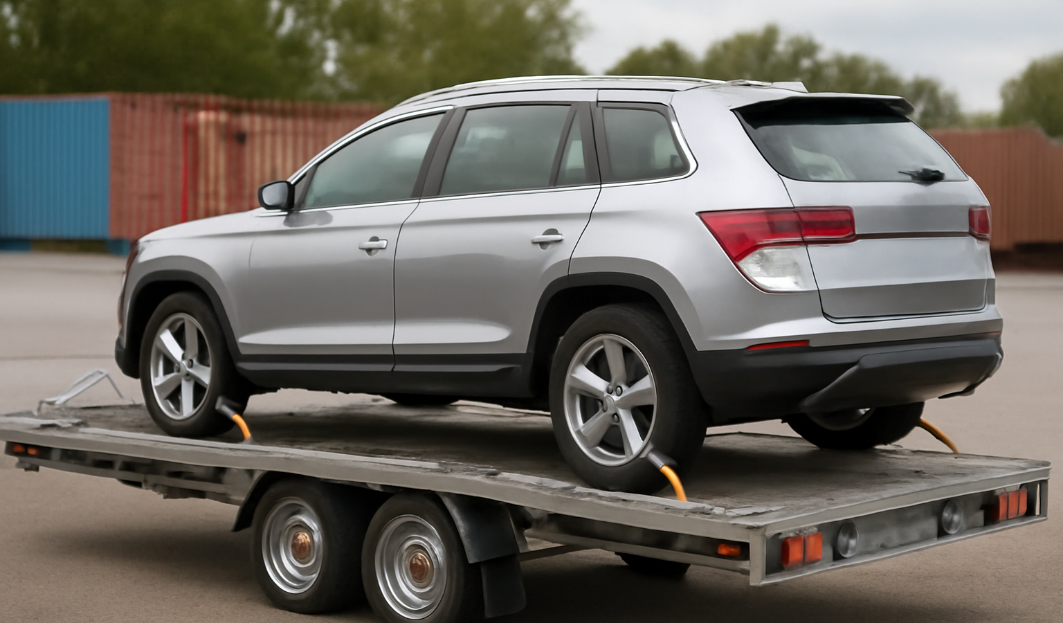 vehicule preparee sur remorque pour export