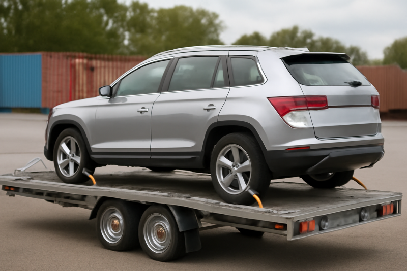 vehicule preparee sur remorque pour export