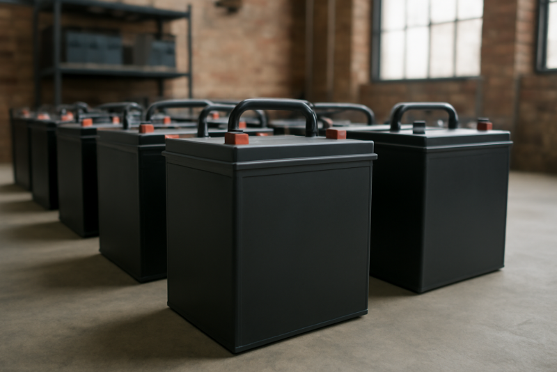 stock de batteries echangeables dans entrepot urbain