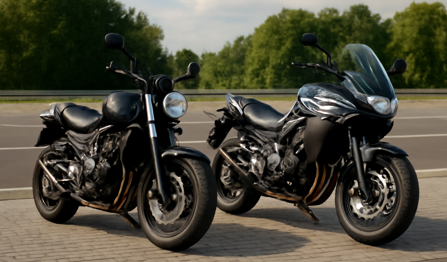 deux motos sur aire de repos
