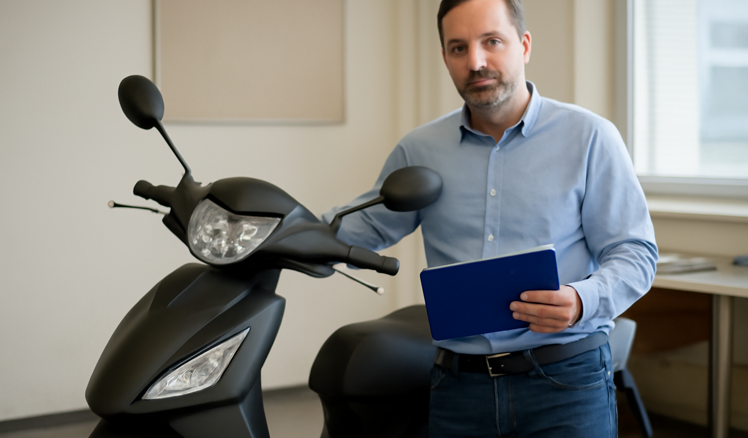 personne présentant scooter pour contrôle administratif