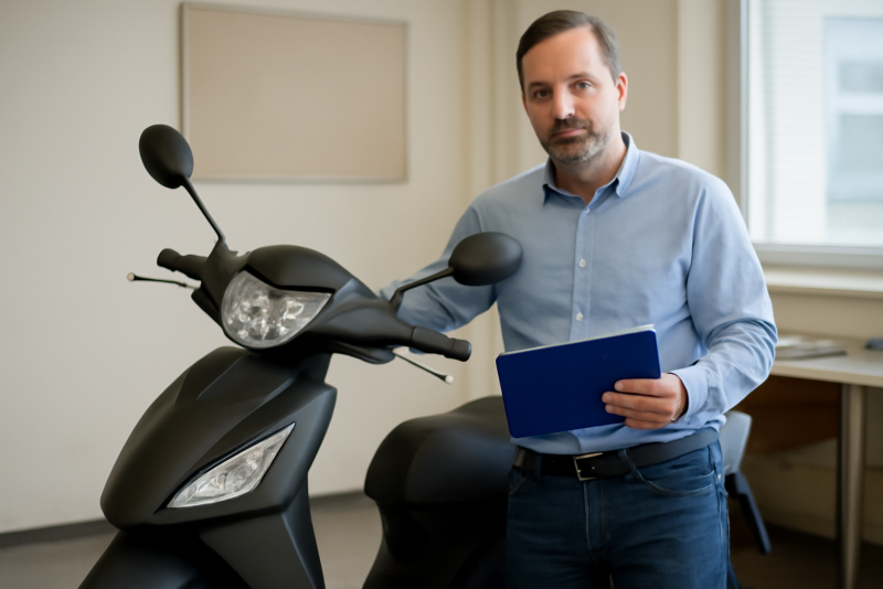 personne présentant scooter pour contrôle administratif