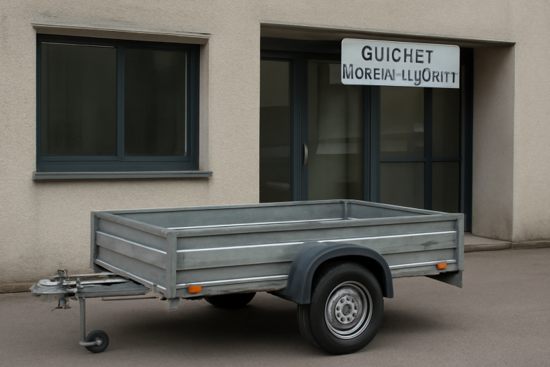remorque stationnee devant guichet administratif