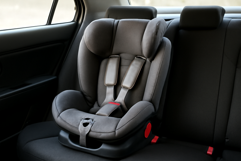 siège enfant installé sur banquette arrière voiture