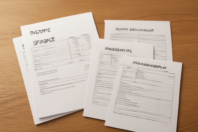 factures et papiers de voiture organisés