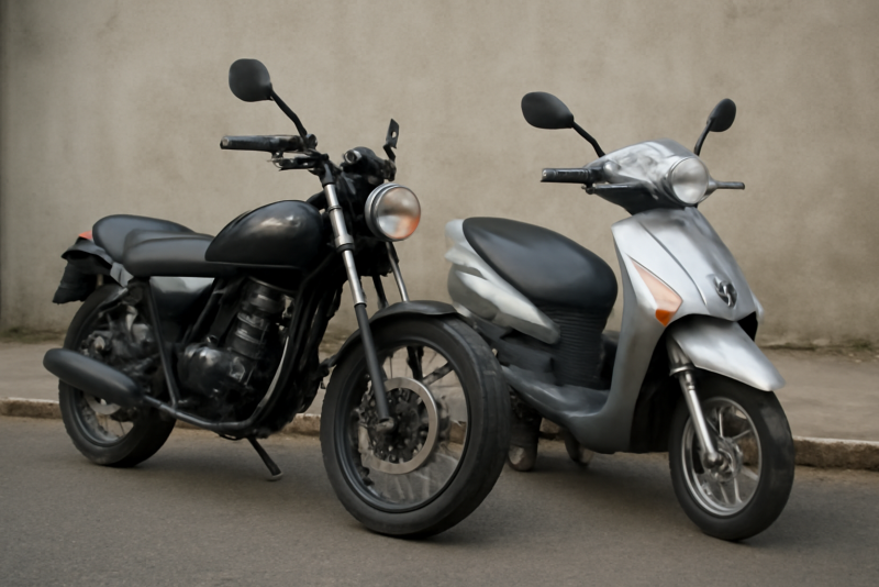 moto et scooter garés cote a cote