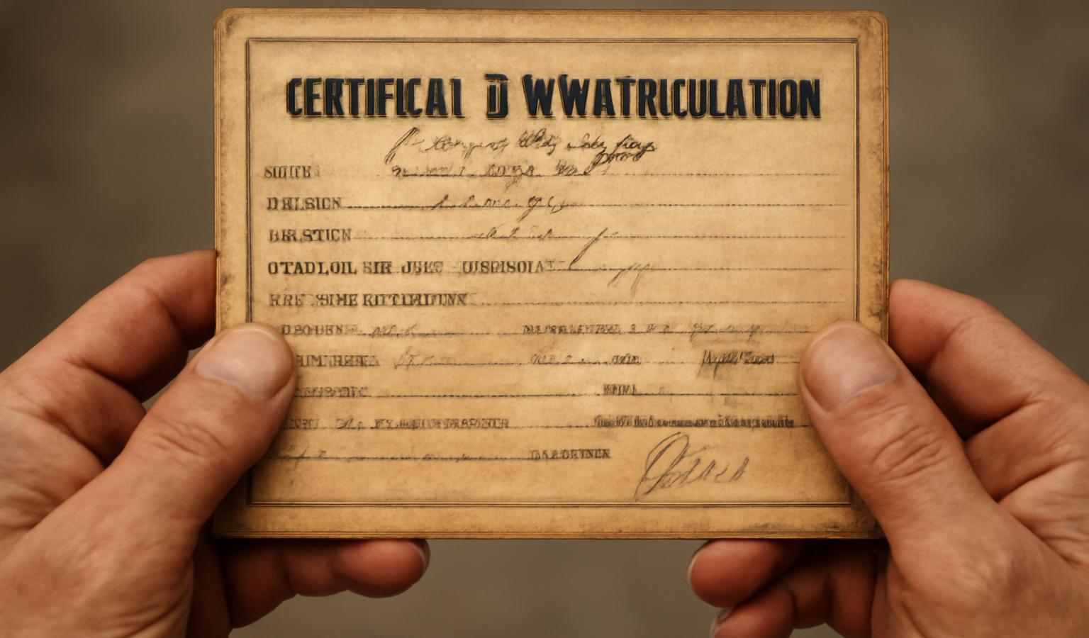 mains présentant certificat d'immatriculation ancien