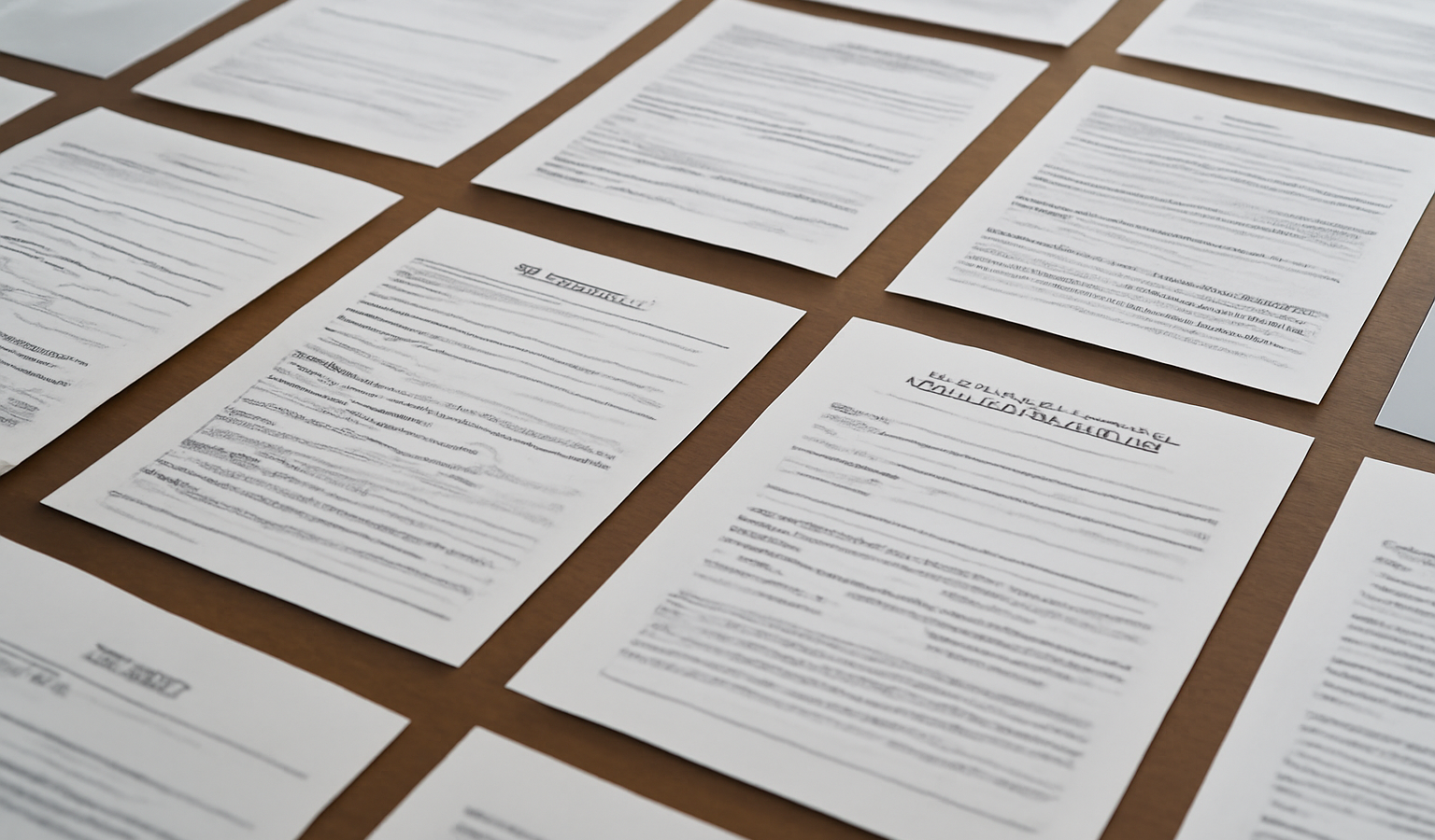 documents administratifs alignés sur une table