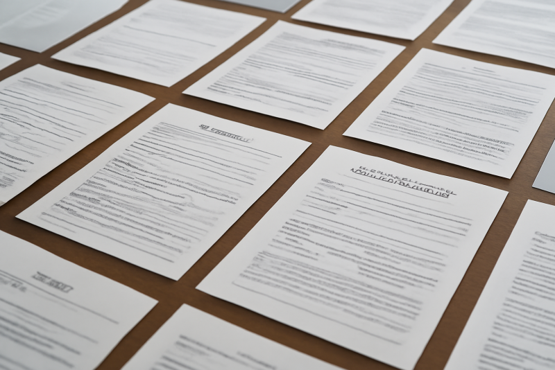 documents administratifs alignés sur une table