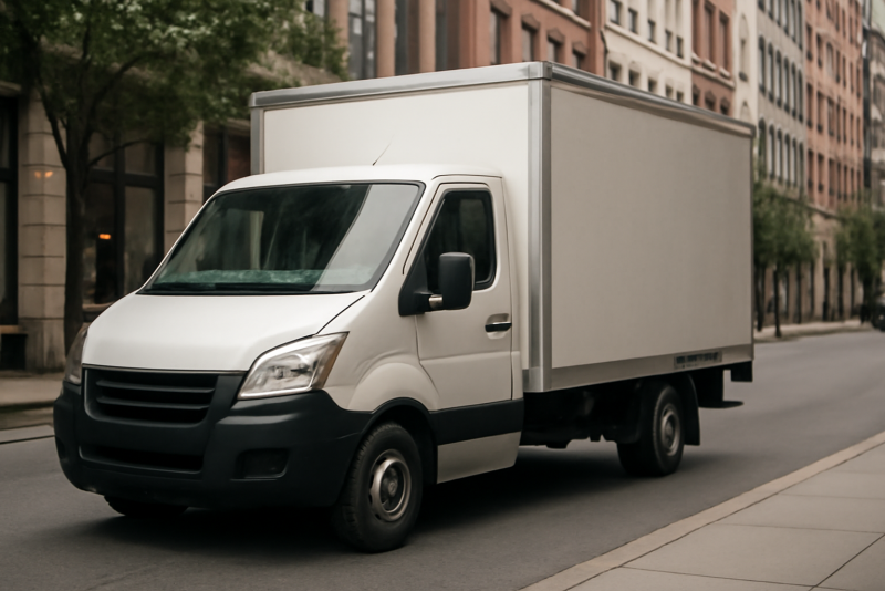 camion de livraison dans rue urbaine
