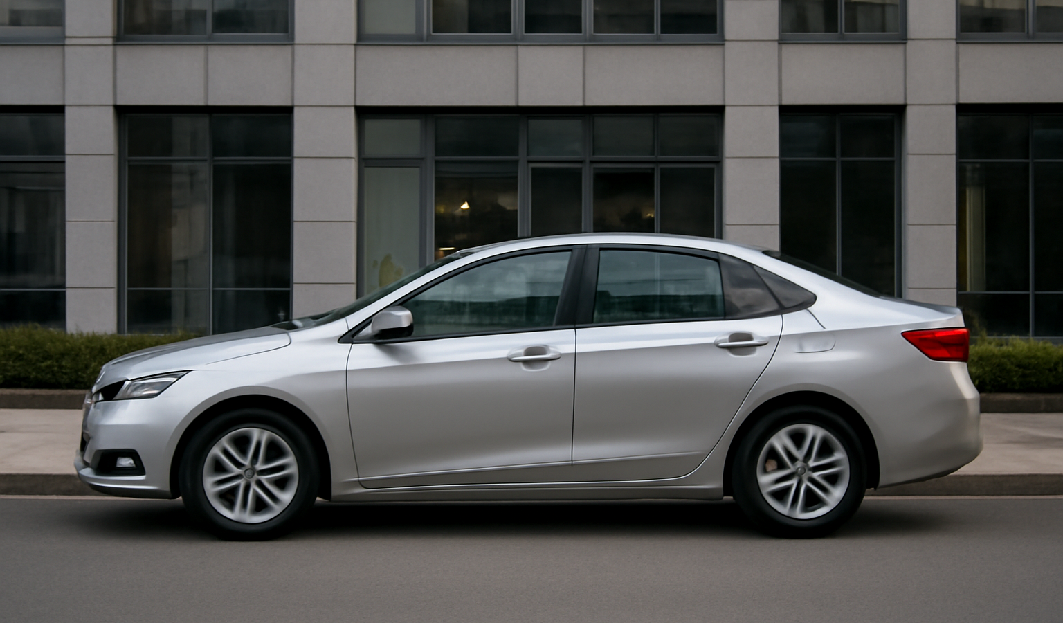 voiture de société garée devant immeuble bureaux