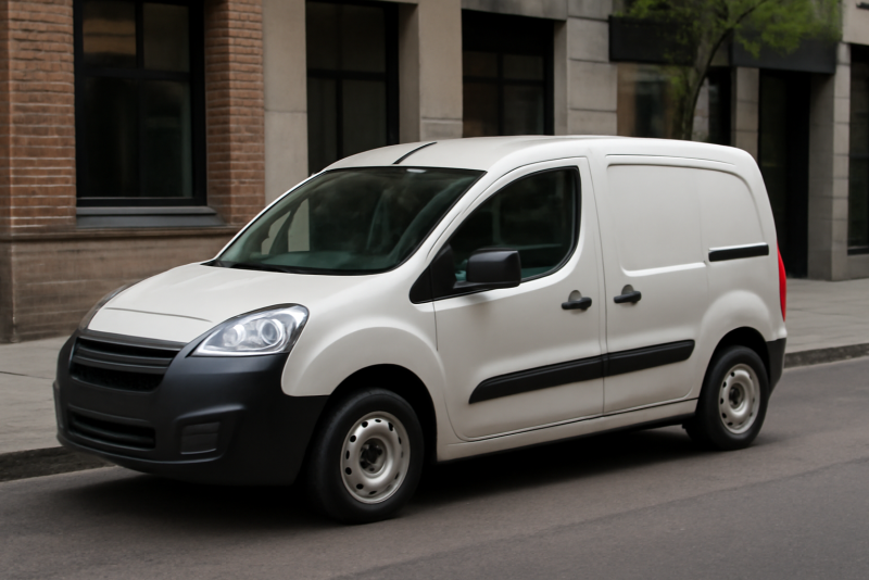 fourgonnette compacte stationnee en zone urbaine