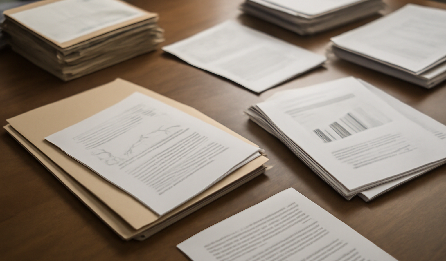 dossiers et papiers sur bureau