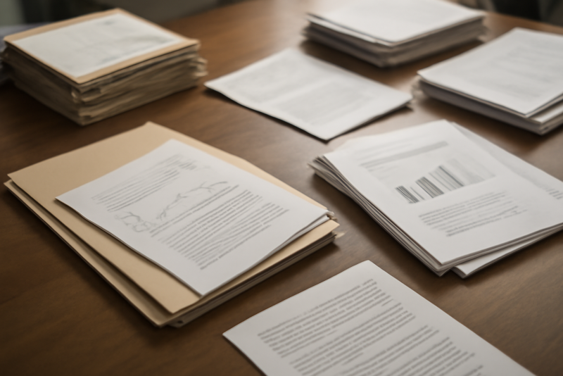 dossiers et papiers sur bureau