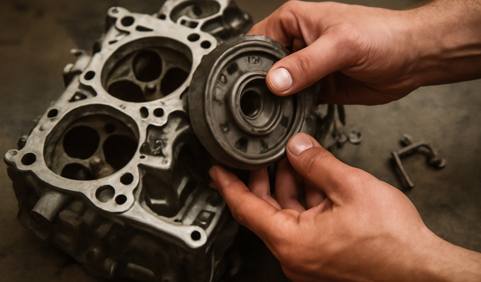 mains demonter une piece de moteur