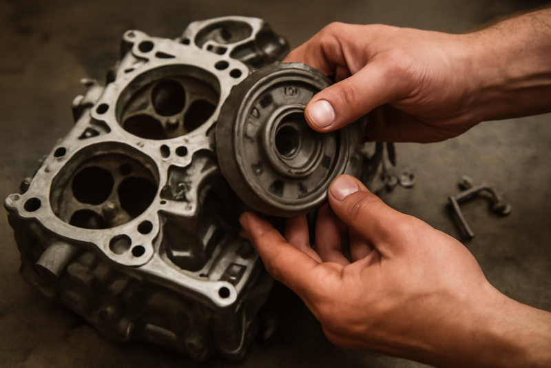 mains demonter une piece de moteur