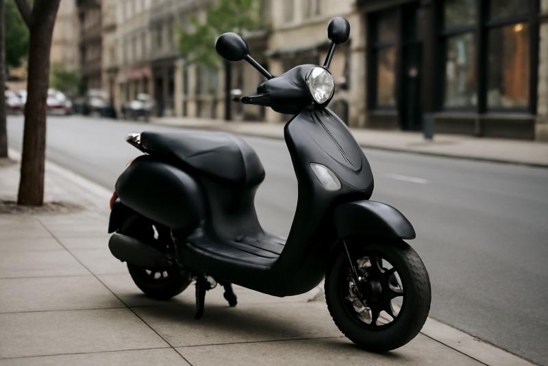 scooter garé sur trottoir en ville